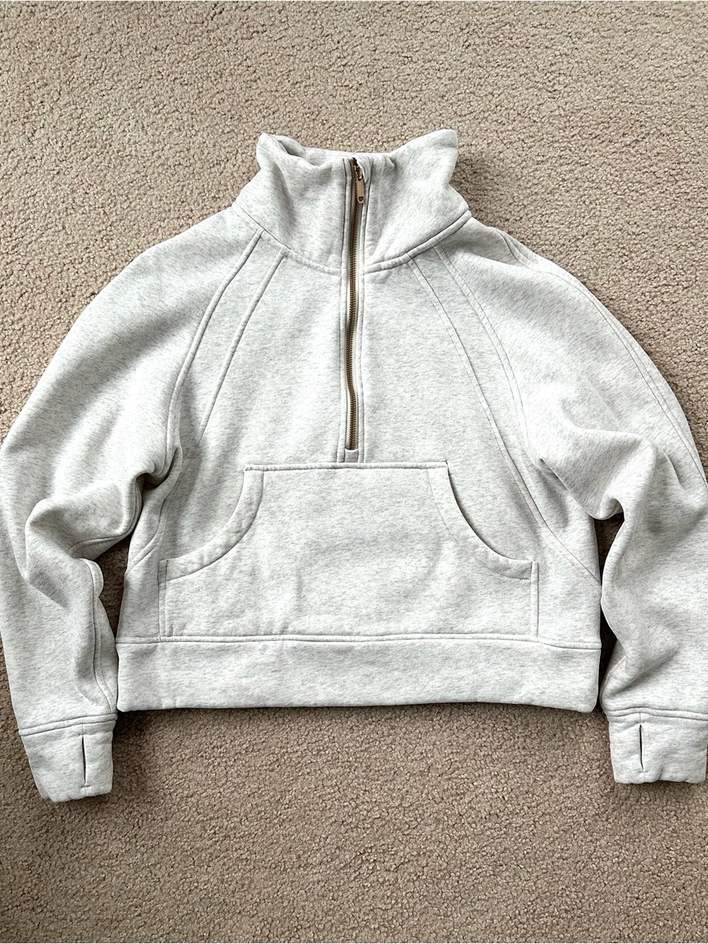 Women's Light Oatmeal Half-Zip Sweatshirt